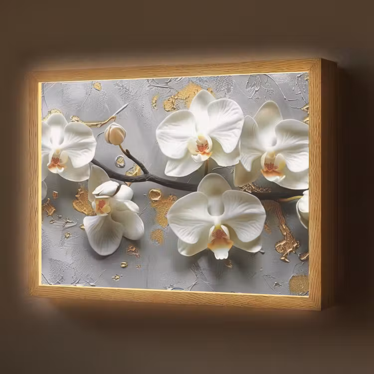 Bloemen - Orchidee - Abstract - Modern Light Box met batterij (Wandlamp) middel -z3d_website