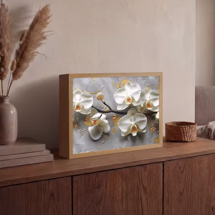 Bloemen - Orchidee - Abstract - Modern Light Box met batterij (Wandlamp) middel -sfeer2