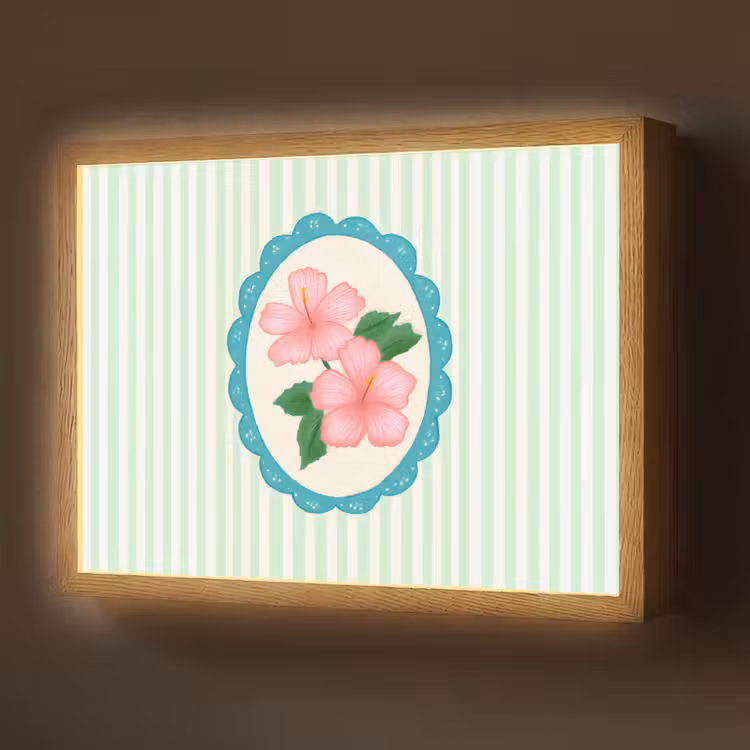 Bloemen - Ovaal - Strepen - Groen Light Box met batterij (Wandlamp) middel -z3d_website