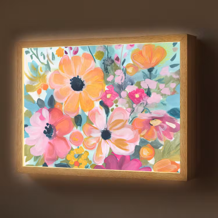 Bloemen - Schilderij - Natuur - Botanisch Light Box met batterij (Wandlamp) middel -z3d_website