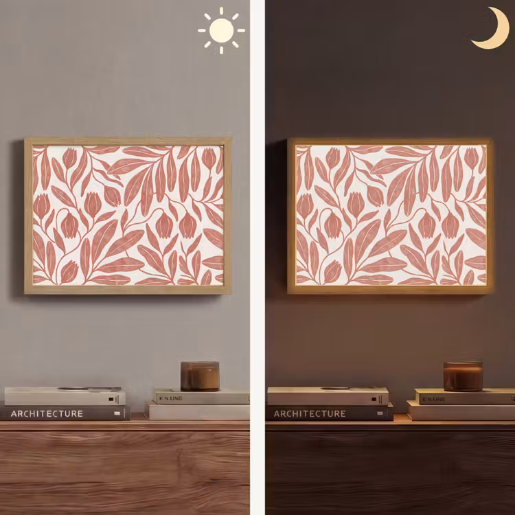 Bloemen - Patroon - Modern - Natuur - Bruin Light Box met batterij (Wandlamp) middel -sfeer3