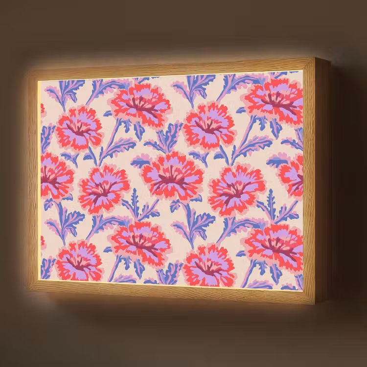 Bloemen - Patroon - Meerkleurig Light Box met batterij (Wandlamp) middel 907 -z3d_website