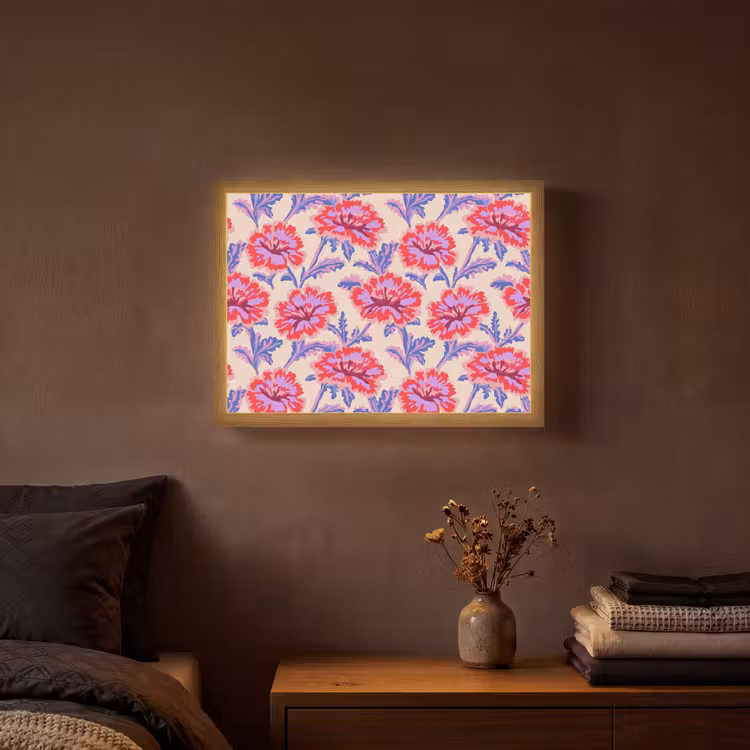 Bloemen - Patroon - Meerkleurig Light Box met batterij (Wandlamp) middel 907 -sfeer4