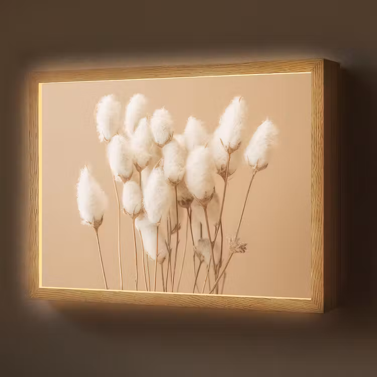 Bloemen - Planten - Bruin - Pastel Light Box met batterij (Wandlamp) middel -z3d_website