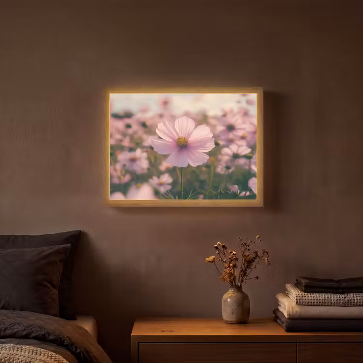 Bloemen - Paars - Wazig Light Box met batterij (Wandlamp) middel -sfeer4