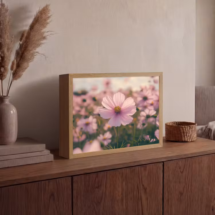 Bloemen - Paars - Wazig Light Box met batterij (Wandlamp) middel -sfeer2