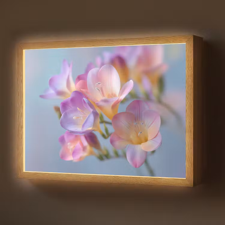 Bloemen - Paars - Overloop - Meeldraden Light Box met batterij (Wandlamp) middel -z3d_website