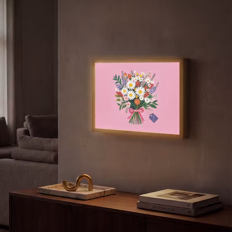 Bloemen - Quote - Kaartje - Kleurrijk Light Box met batterij (Wandlamp) middel -sfeer1