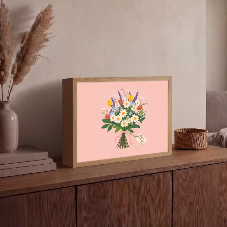 Bloemen - Lint - Kaartje Light Box met batterij (Wandlamp) middel -sfeer2