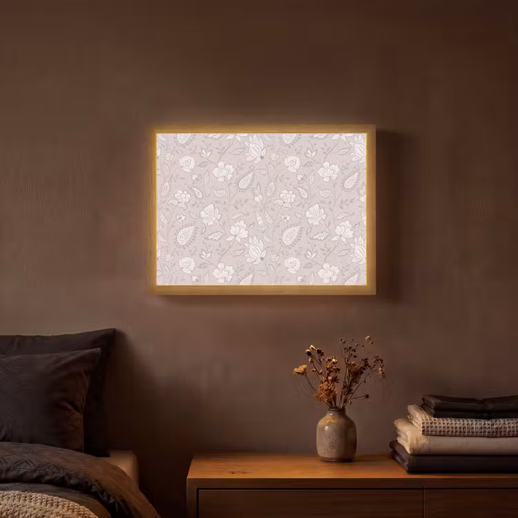 Bloemen - Getekend - Lavendel Light Box met batterij (Wandlamp) middel 907 -sfeer4