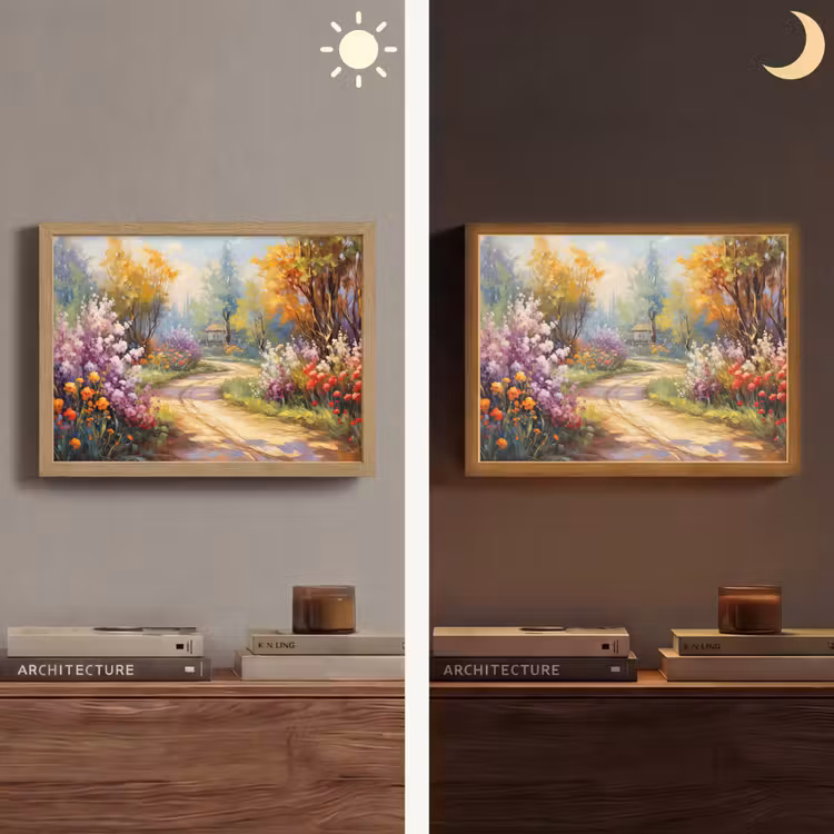 Bloemen - Bomen - Kunst - Watercolor Light Box met batterij (Wandlamp) middel -sfeer3