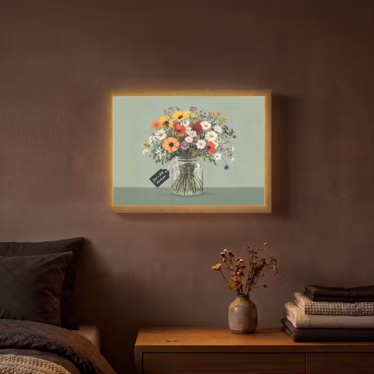 Bloemen - Vaas - Kaartje Light Box met batterij (Wandlamp) middel -sfeer4