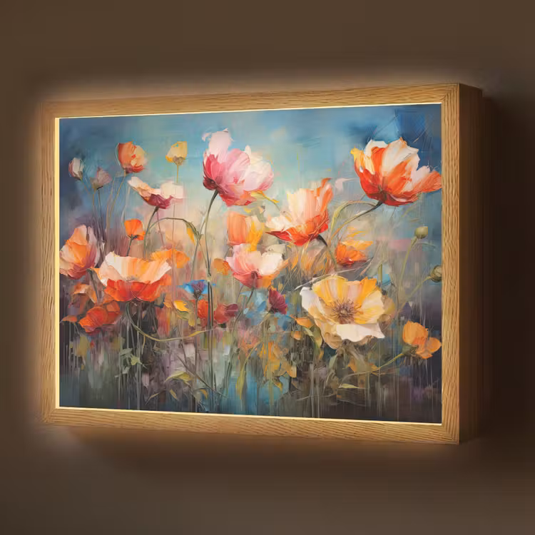 Bloemen - Watercolor - Kunst - Botanisch - Natuur Light Box met batterij (Wandlamp) middel -z3d_website