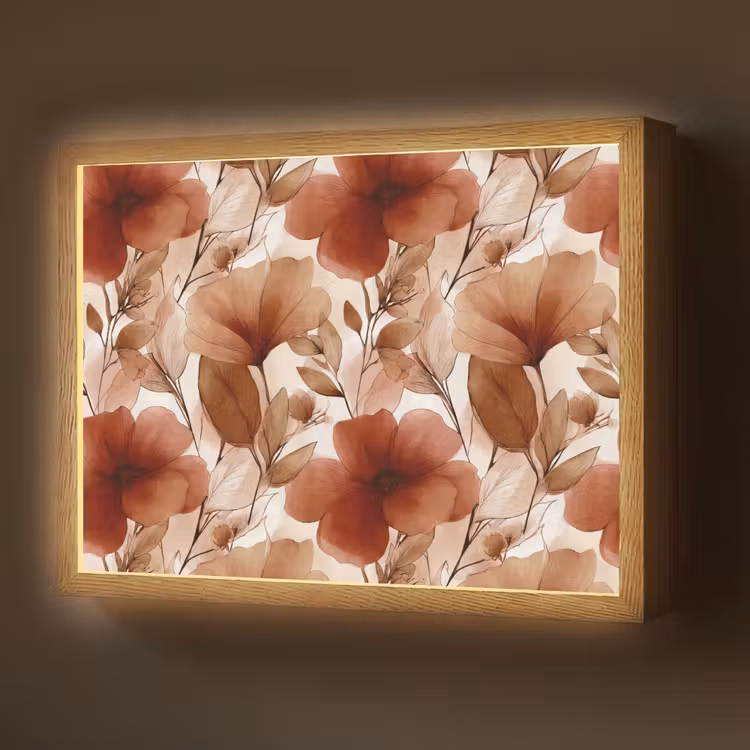 Bloemen - Aquarel - Botanisch - Terracotta Light Box met batterij (Wandlamp) middel 907 -z3d_website