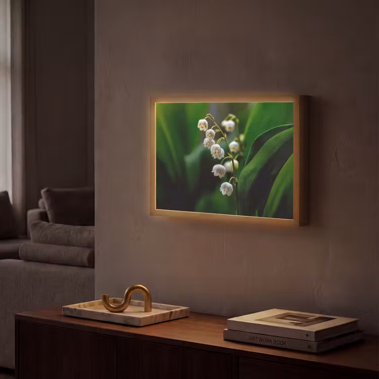 Bloemen - Wit - Bladeren - Lelietjes Light Box met batterij (Wandlamp) middel -sfeer1