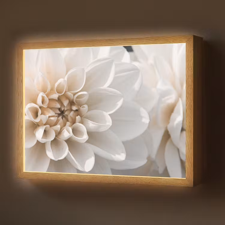 Bloemen - Wit - Natuur Light Box met batterij (Wandlamp) middel -z3d_website