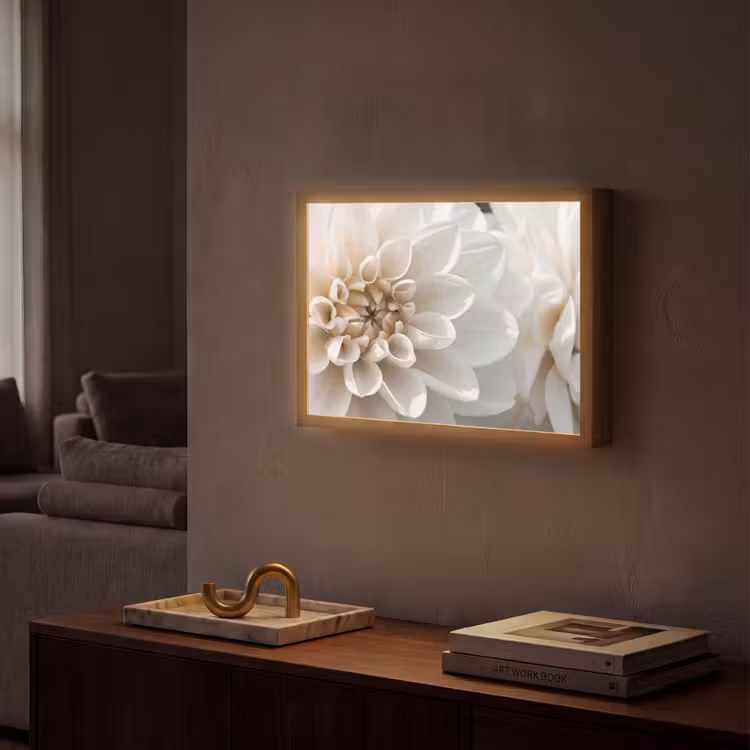 Bloemen - Wit - Natuur Light Box met batterij (Wandlamp) middel -sfeer1