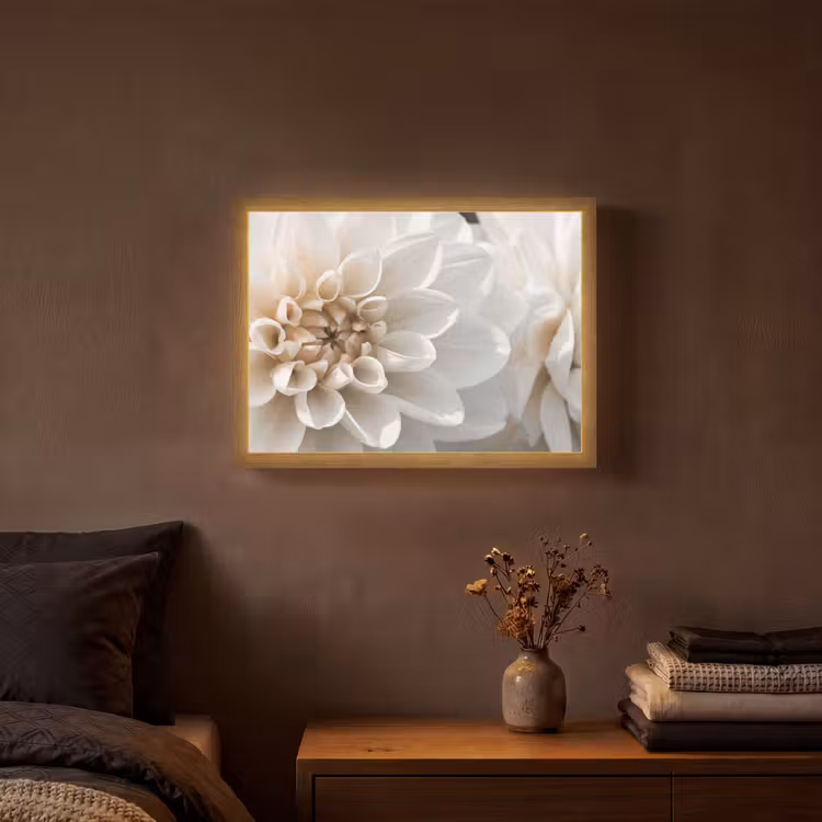 Bloemen - Wit - Natuur Light Box met batterij (Wandlamp) middel -sfeer4