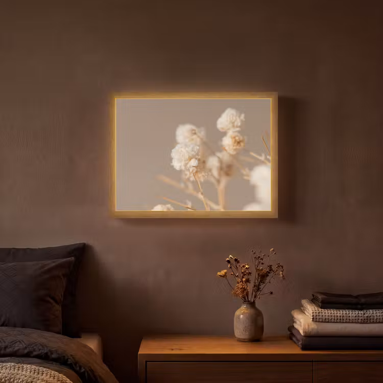 Bloemen - Wit - Natuur - Pastel Light Box met batterij (Wandlamp) middel -sfeer4