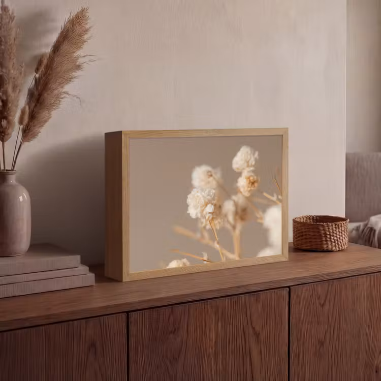 Bloemen - Wit - Natuur - Pastel Light Box met batterij (Wandlamp) middel -sfeer2