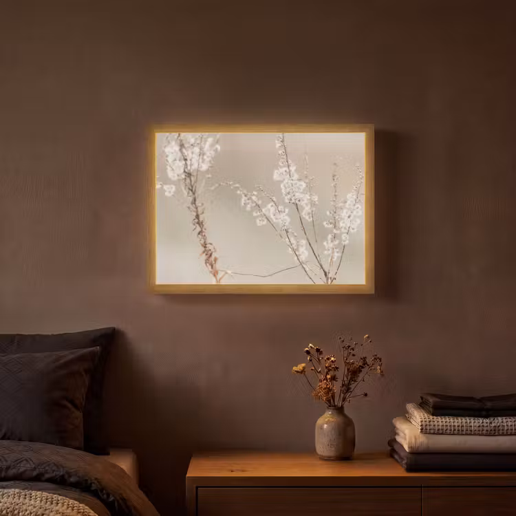 Bloemen - Wit - Planten Light Box met batterij (Wandlamp) middel -sfeer4