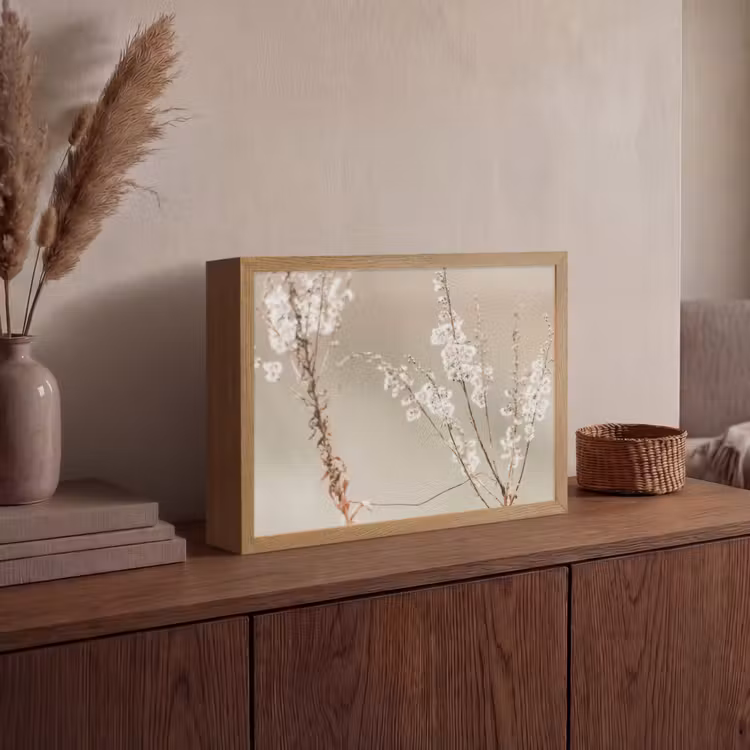Bloemen - Wit - Planten Light Box met batterij (Wandlamp) middel -sfeer2