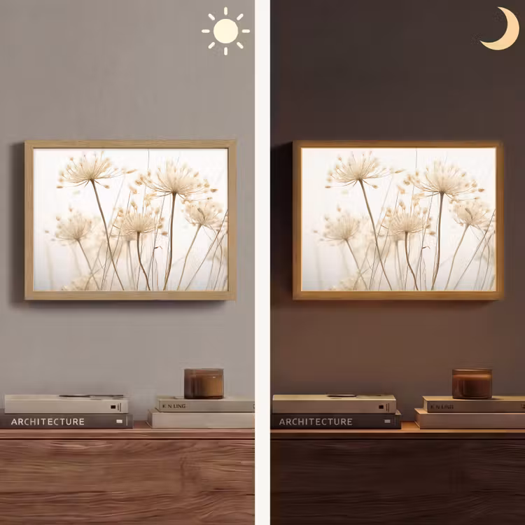 Bloemen - Wit - Zonlicht Light Box met batterij (Wandlamp) middel -sfeer3