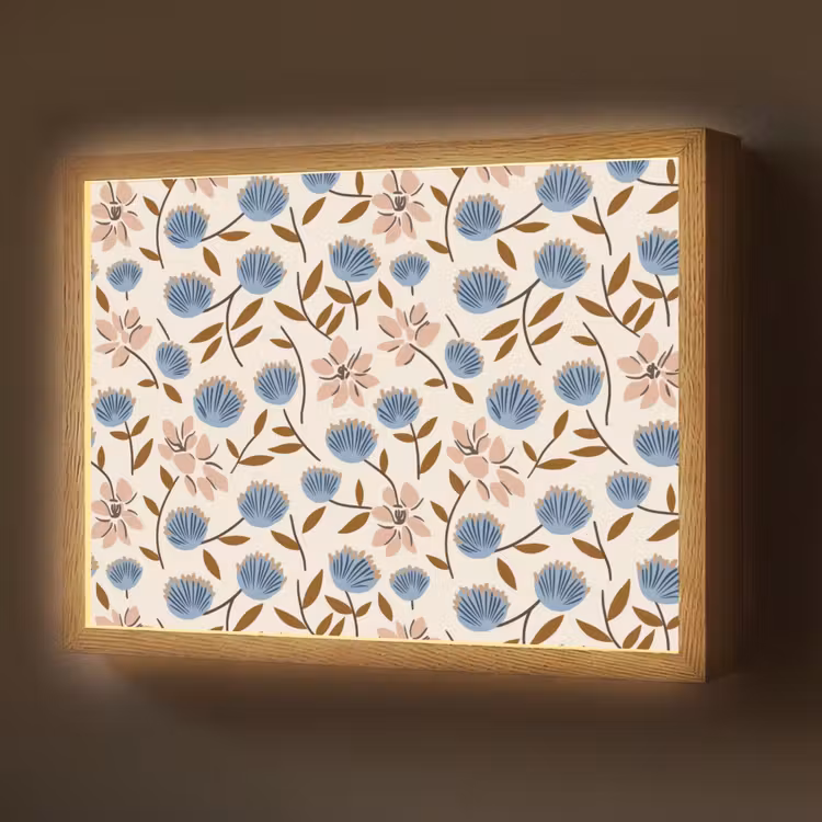 Bloemen - Wild - Blauw Light Box met batterij (Wandlamp) middel 907 -z3d_website