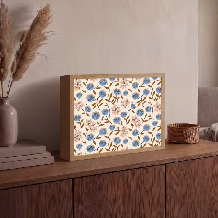 Bloemen - Wild - Blauw Light Box met batterij (Wandlamp) middel 907 -sfeer2