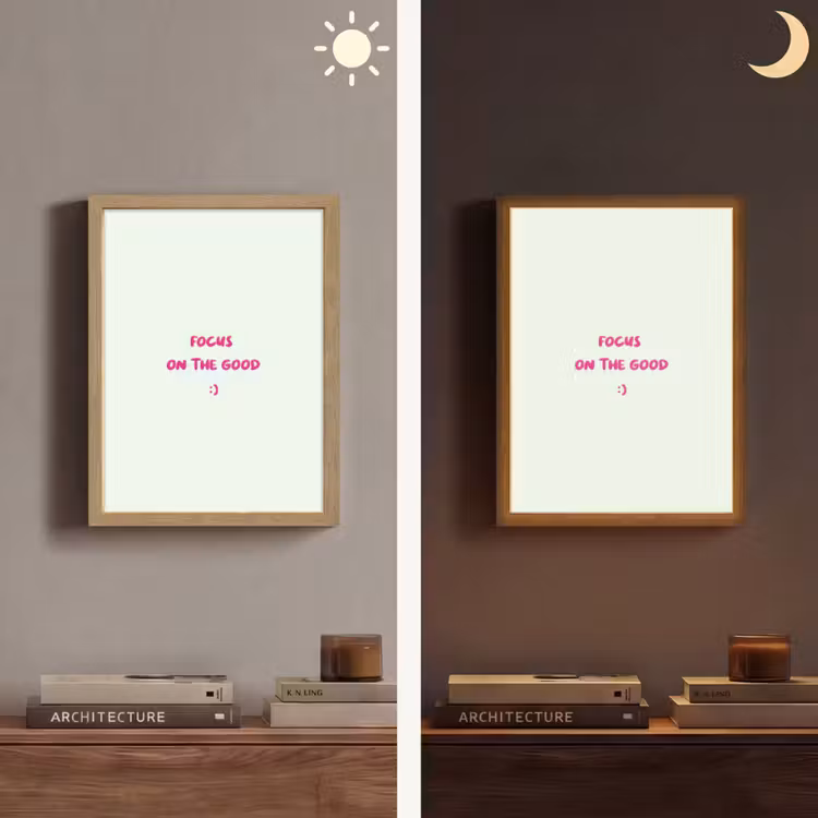 Focus - Beige - Roze - Smiley Light Box met batterij (Wandlamp) middel -sfeer3