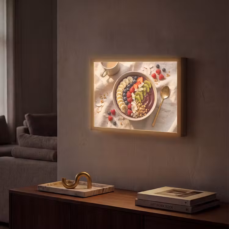 Eten - Ontbijtkom - Fruit - Gezond - Kleurrijk Light Box met batterij (Wandlamp) middel -sfeer1