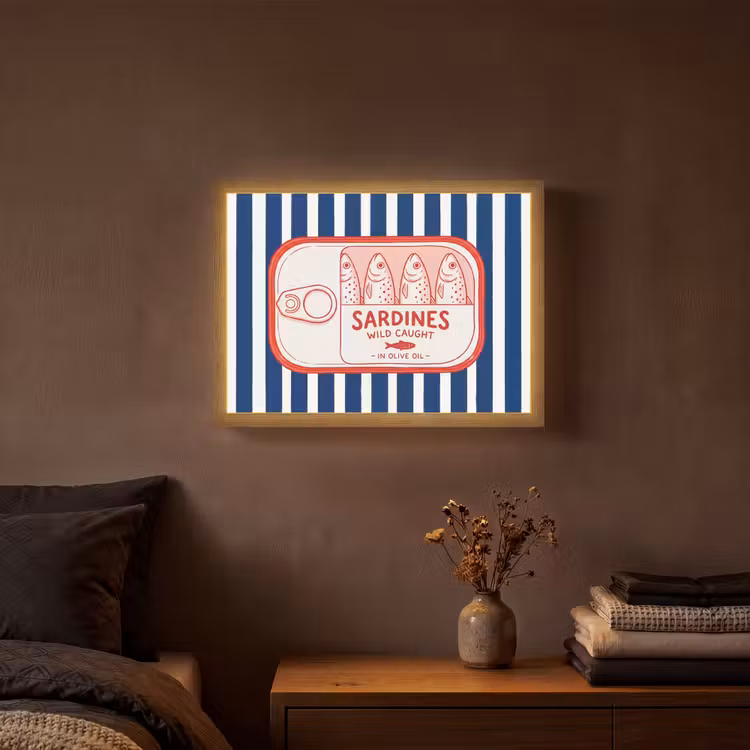 Eten - Vis - Blik - Illustratie - Rood Light Box met batterij (Wandlamp) middel -sfeer4