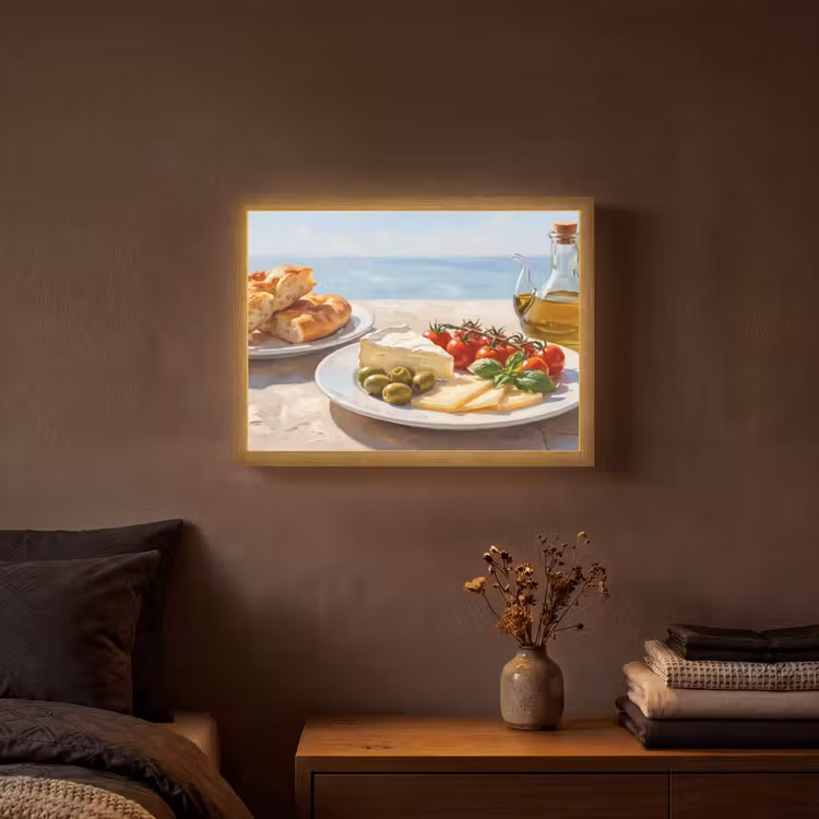 Eten - Middellandse Zee - Natuur - Geschilderd Light Box met batterij (Wandlamp) middel -sfeer4