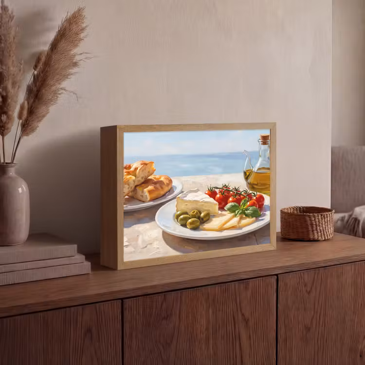 Eten - Middellandse Zee - Natuur - Geschilderd Light Box met batterij (Wandlamp) middel -sfeer2