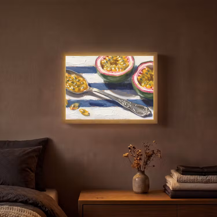 Eten - Passievrucht - Tropisch - Modern - Kleurrijk Light Box met batterij (Wandlamp) middel -sfeer4