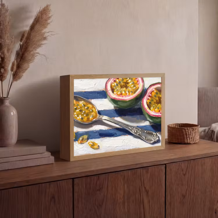 Eten - Passievrucht - Tropisch - Modern - Kleurrijk Light Box met batterij (Wandlamp) middel -sfeer2