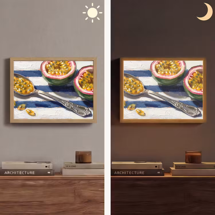 Eten - Passievrucht - Tropisch - Modern - Kleurrijk Light Box met batterij (Wandlamp) middel -sfeer3