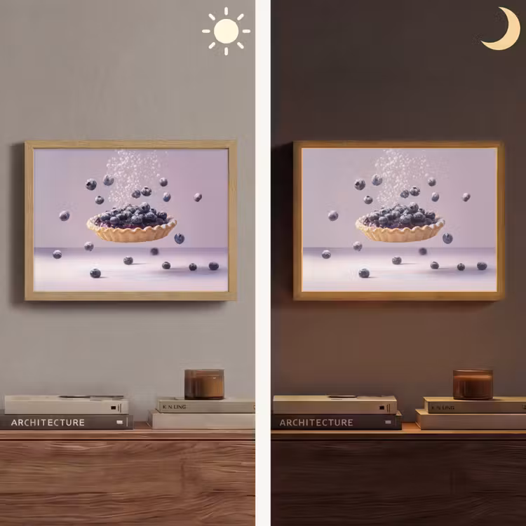 Eten - Taart - Bessen - Blauw Light Box met batterij (Wandlamp) middel -sfeer3