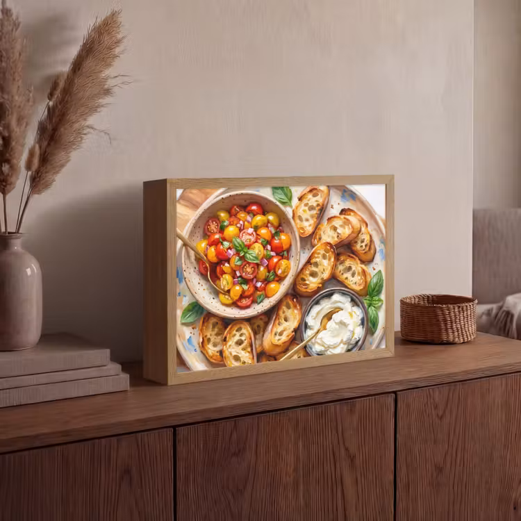 Eten - Tomaat - Brood - Kleurrijk - Keuken Light Box met batterij (Wandlamp) middel -sfeer2