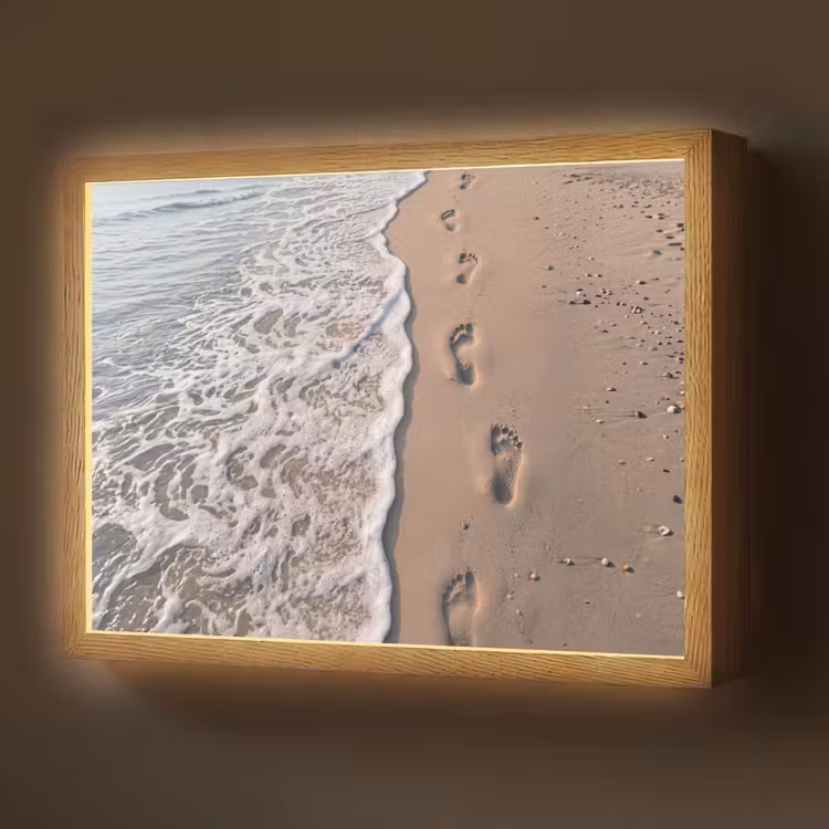 Voetstappen - Vloedlijn - Zee Light Box met batterij (Wandlamp) middel -z3d_website