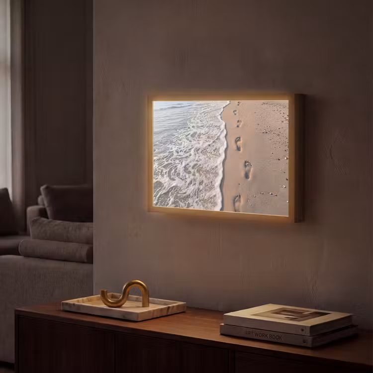 Voetstappen - Vloedlijn - Zee Light Box met batterij (Wandlamp) middel -sfeer1