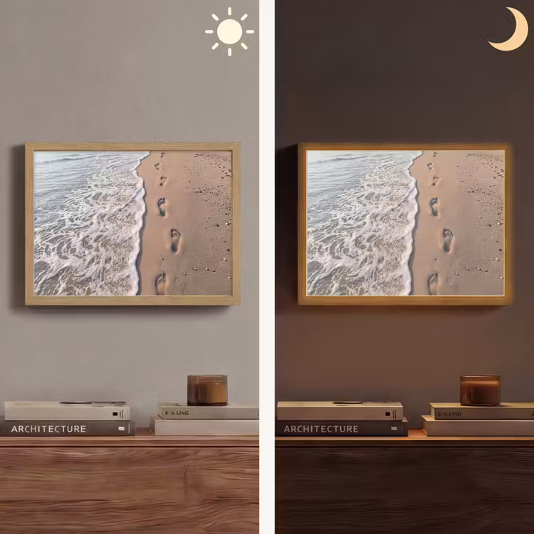 Voetstappen - Vloedlijn - Zee Light Box met batterij (Wandlamp) middel -sfeer3