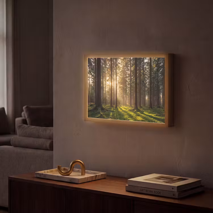 Bos - Gras - Zonlicht Light Box met batterij (Wandlamp) middel -sfeer1