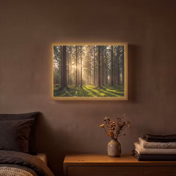 Bos - Gras - Zonlicht Light Box met batterij (Wandlamp) middel -sfeer4