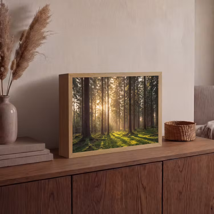 Bos - Gras - Zonlicht Light Box met batterij (Wandlamp) middel -sfeer2