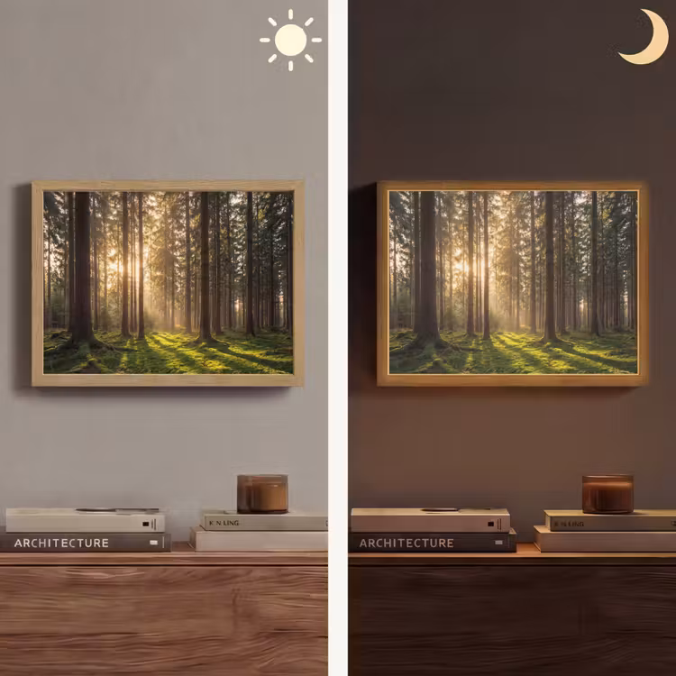 Bos - Gras - Zonlicht Light Box met batterij (Wandlamp) middel -sfeer3