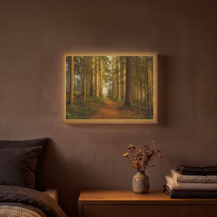Bos - Natuur - Bomen - Landschap - Bladeren Light Box met batterij (Wandlamp) middel -sfeer4