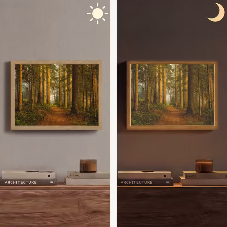 Bos - Natuur - Bomen - Landschap - Bladeren Light Box met batterij (Wandlamp) middel -sfeer3