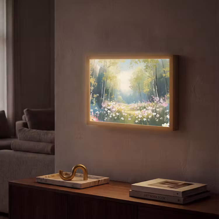 Bos - Schilderstijl - Kleurrijk Light Box met batterij (Wandlamp) middel -sfeer1