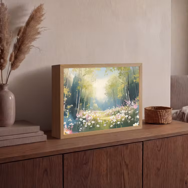 Bos - Schilderstijl - Kleurrijk Light Box met batterij (Wandlamp) middel -sfeer2
